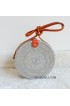 coloring rattan circle sling leather bags grey color